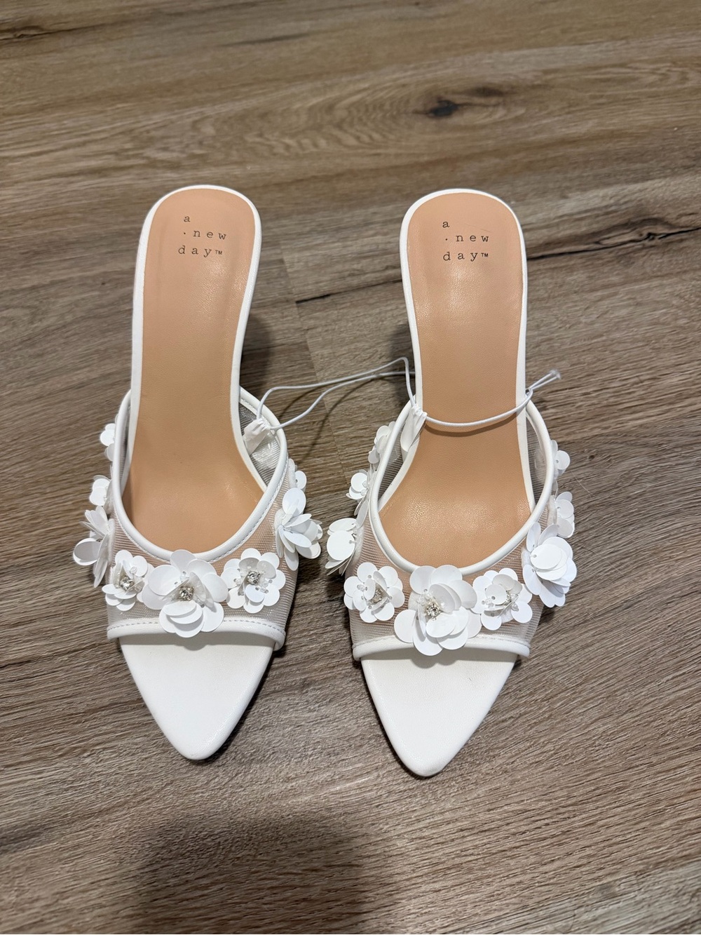 a new day White Floral Slip-On Mule Heel